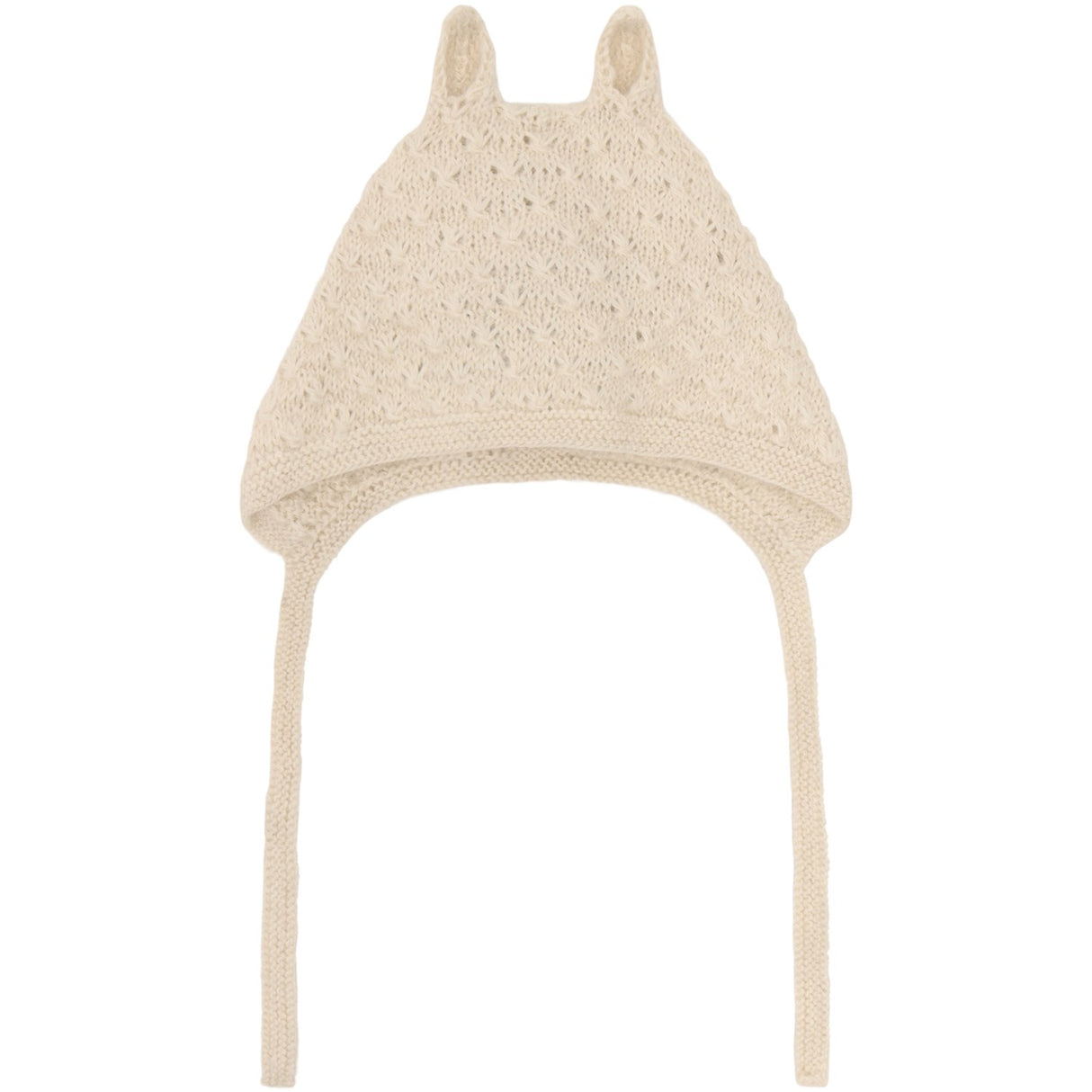 Huttelihut Off-White Bonnet Ears Alpaca Ull Strikk