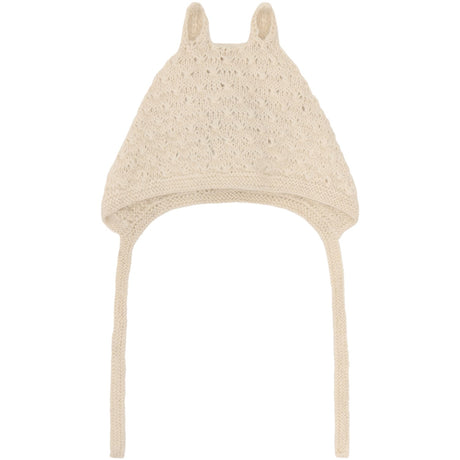 Huttelihut Off-White Bonnet Ears Alpaca Ull Strikk