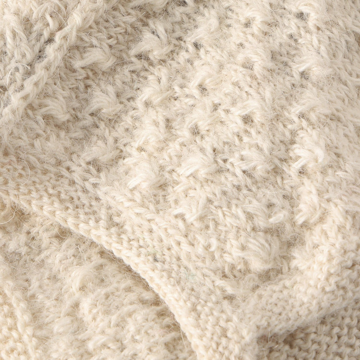 Huttelihut Off-White Bonnet Ears Alpaca Ull Strikk