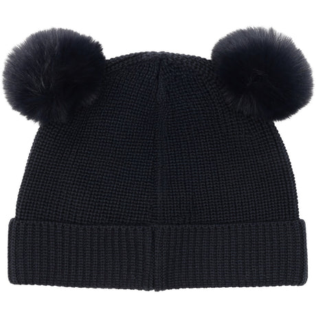 Huttelihut Dark Navy Beanie Ull Strikk Pompoms