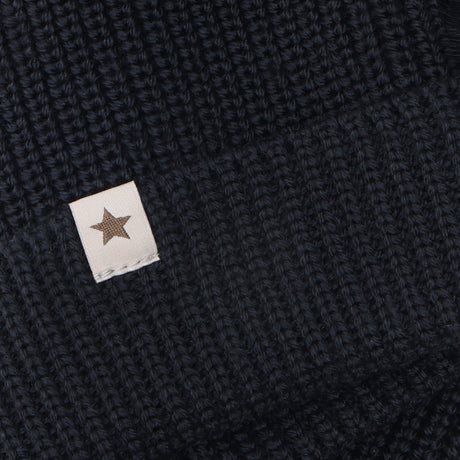 Huttelihut Dark Navy Beanie Ull Strikk Pompoms