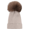 Huttelihut Camel Melange Lue Strikk Alpaca Pompom