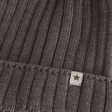 Huttelihut Brown Melange Lue Strikk Alpaca Pompom