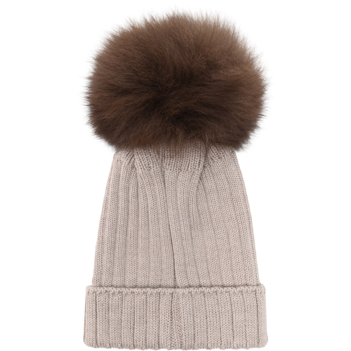 Huttelihut Camel Melange Lue Strikk Alpaca Pompom