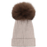 Huttelihut Camel Melange Lue Strikk Alpaca Pompom