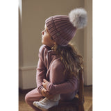 Huttelihut Woodrose Lue Strikk Alpaca Pompom