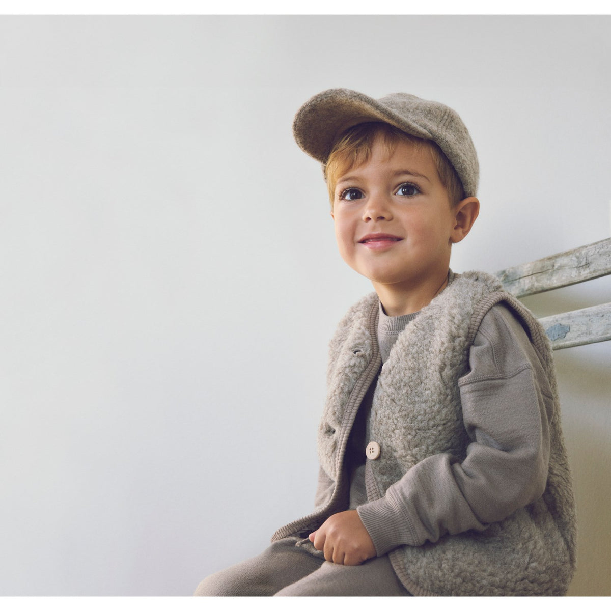 Huttelihut Camel Melange Vest Ull Teddybjørn M/ Lining