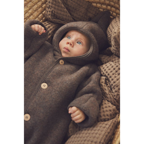 Huttelihut Brown Melange Klapvogn Drakt Pixie Ull Fleece