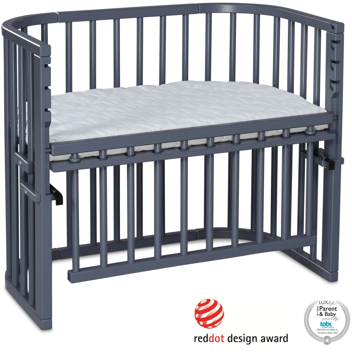 babybay® Grey Varnished Maxi Comfort Plus Co-sleeper