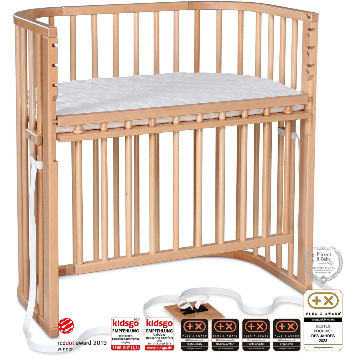 babybay® Natural Varnished Boxspring Comfort Plus Co-sleeper