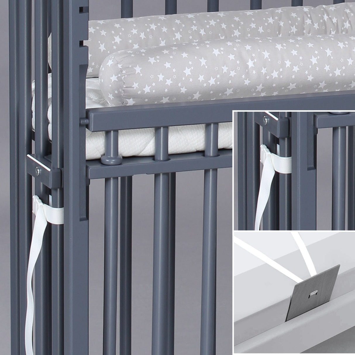 babybay® Grey Varnished Boxspring Comfort Plus Co-sleeper