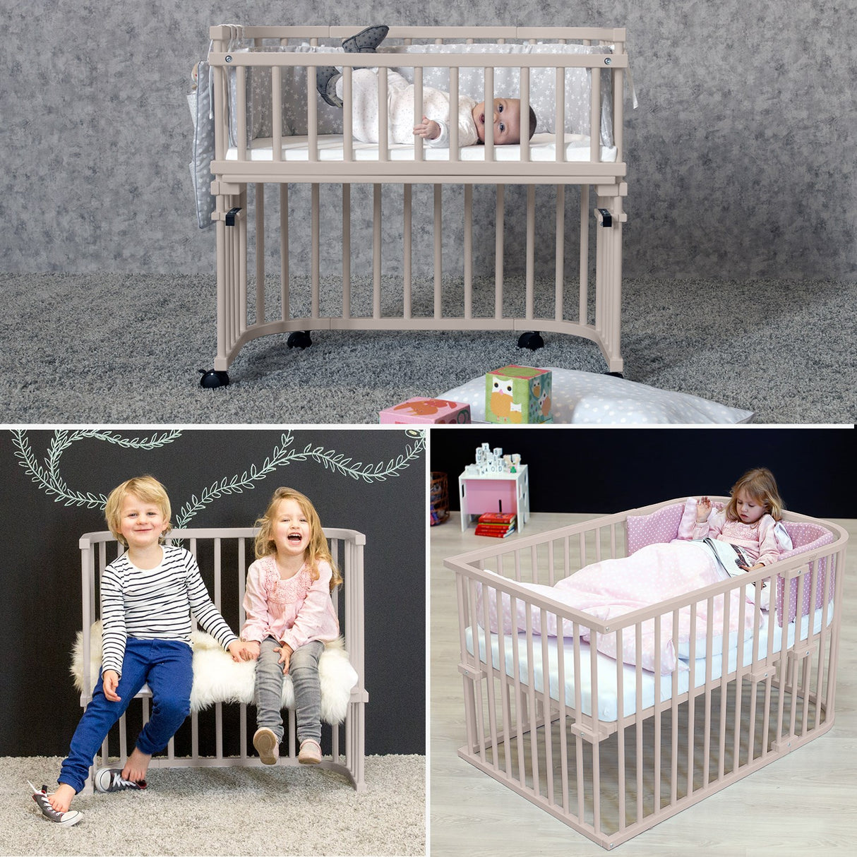 babybay® Beige Varnished Boxspring Comfort Plus Co-sleeper