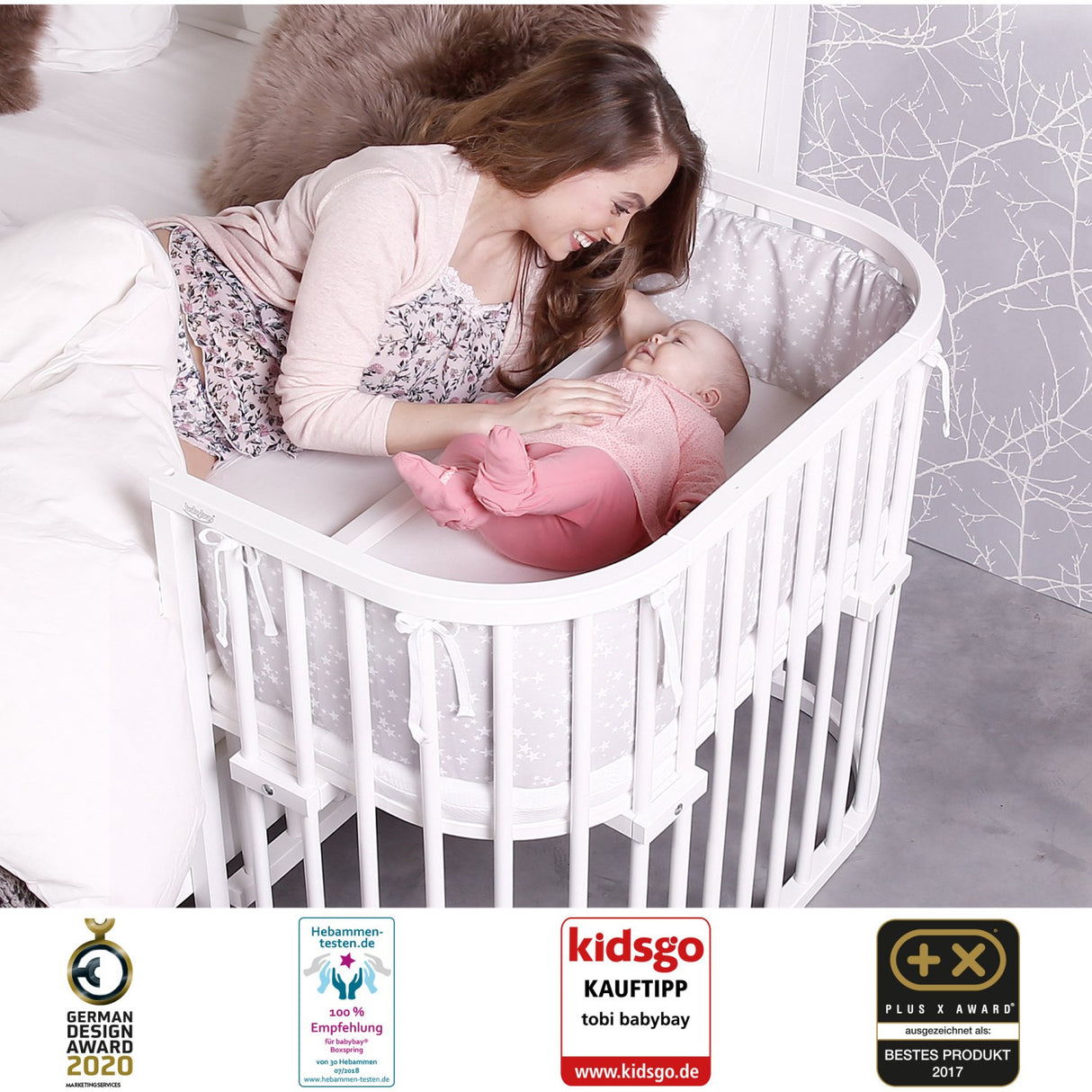 babybay® White Varnished Maxi Comfort Plus Co-sleeper