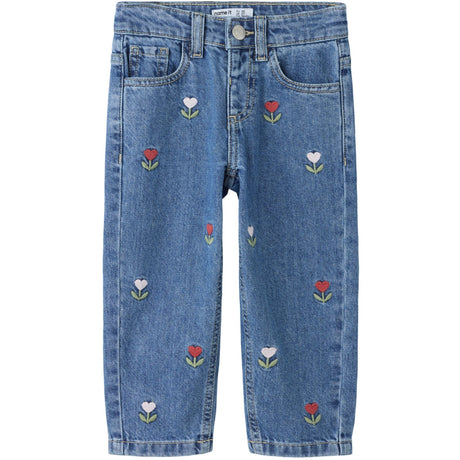 Name It Medium Blue Denim Embroided Nmfbella Mor Dnm Emb Jeans 5526-Bp