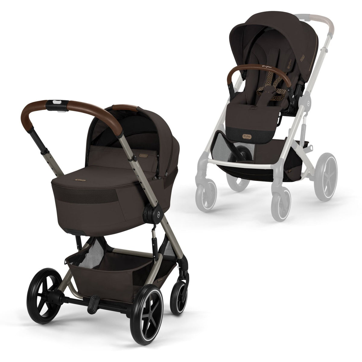 Cybex Chocolate Brown Balios S Lux Tpe Inklusiv Foldbar Cot