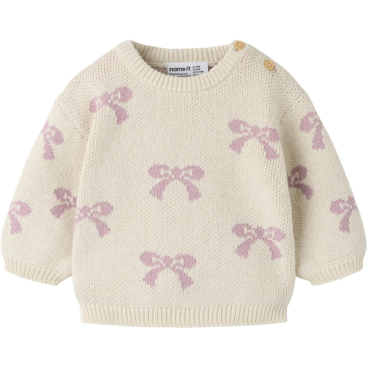 Name It Birch Bows In Mauve Shadows Nbfoana Ls Strikk Eske