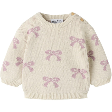 Name It Birch Bows In Mauve Shadows Nbfoana Ls Strikk Eske