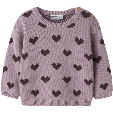 Name It Mauve Shadows Hearts In Catawba Grape Nbfoana Ls Strikk Eske