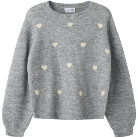 Name It Grey Melange Hearts In Birch Nkfogusse Ls Strikk