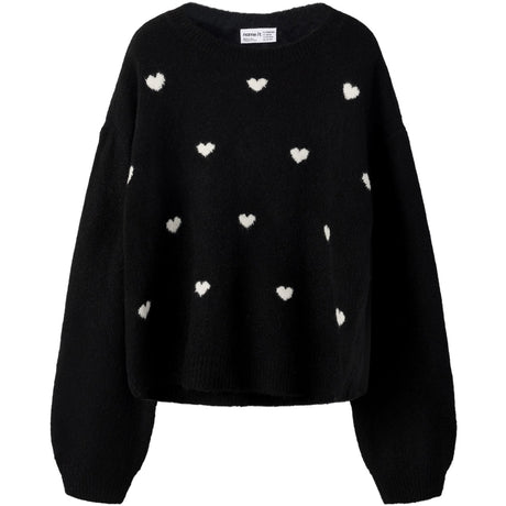 Name It Black Hearts In Birch Nkfogusse Ls Strikk