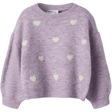 Name It Mauve Shadows Birch Hearts Nmfogusse Ls Strikk