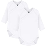 Petit Bateau Hvit Langermet Bodysuit 3-pakning