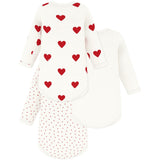 Petit Bateau Hearts/White Langermet Body 3-pack