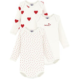 Petit Bateau Hearts/White Langermet Body 3-pack