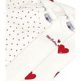 Petit Bateau Hearts/White Langermet Body 3-pack