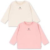 Konges Sløjd Pink Dolphin/Antique White 2 Pakke Lin Ls Tee Gots