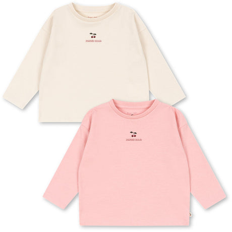 Konges Sløjd Pink Dolphin/Antique White 2 Pakke Lin Ls Tee Gots