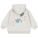 Konges Sløjd Grey Melange Lou Paljet Sweat Zip Hette Gots