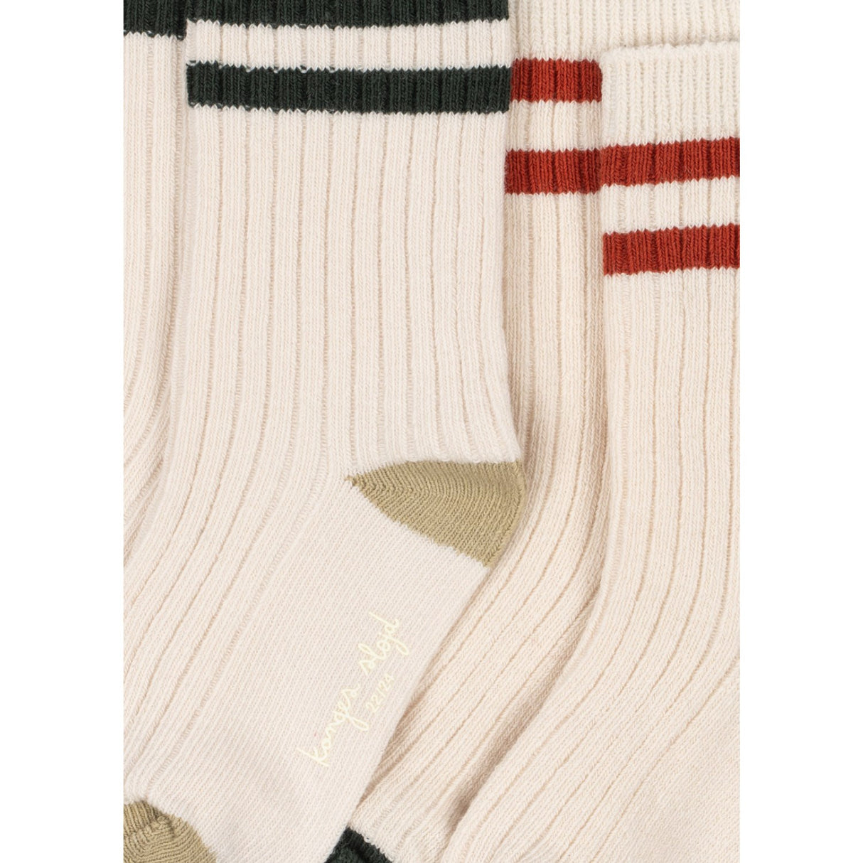 Konges Sløjd Green Stripe 2 Pakke Rib Strømper