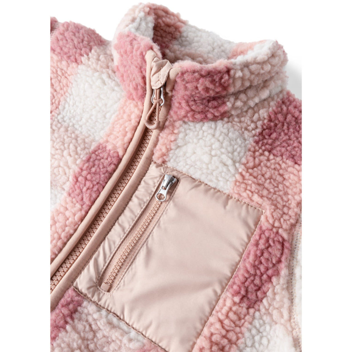 LIEWOOD Mega Check / Rose Blush Nolan Pile Jakke