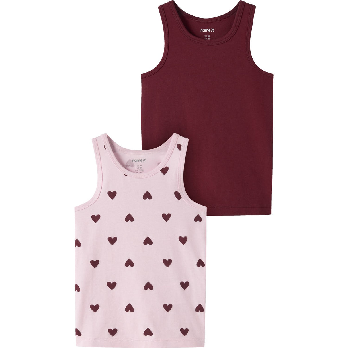 Name It Parfait Pink Nmftank Topp 2P Cutie Heart Noos