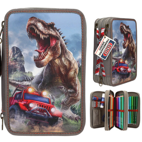 Dino World + Action New World Triple Pencil Case