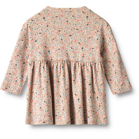 Wheat Grey Cloud Flowers Jersey Kjole L/S Emmy