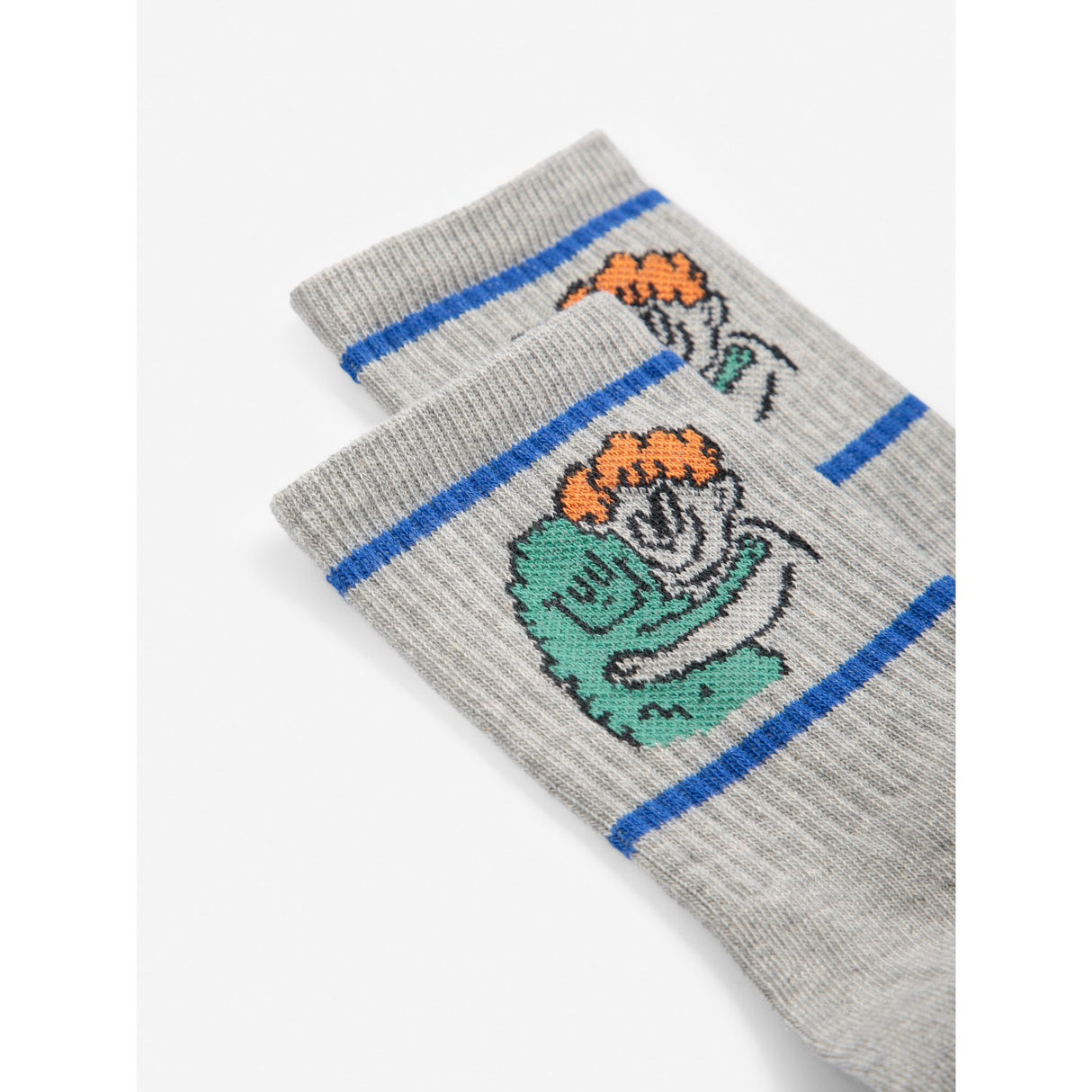 Bobo Choses Light Heather Grey Hug Hairy Monster Kort Strømper
