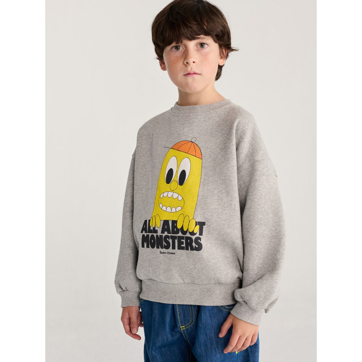 Bobo Choses Light Heather Grey Bigtooth Lemon Collegegenser