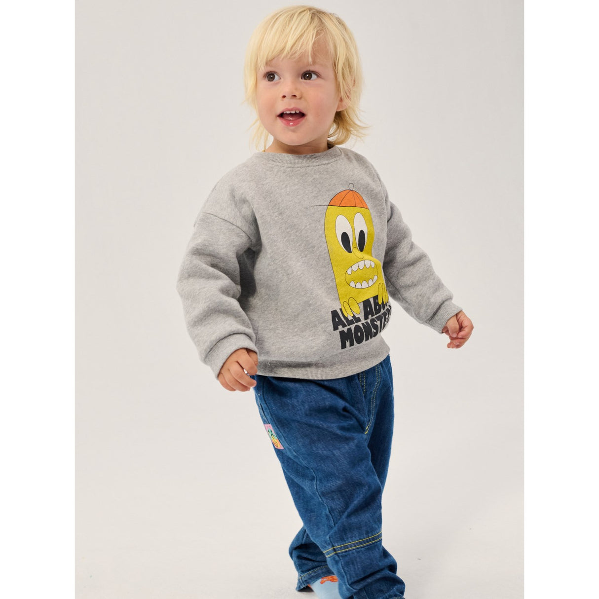 Bobo Choses Light Heather Grey Bigtooth Lemon Collegegenser