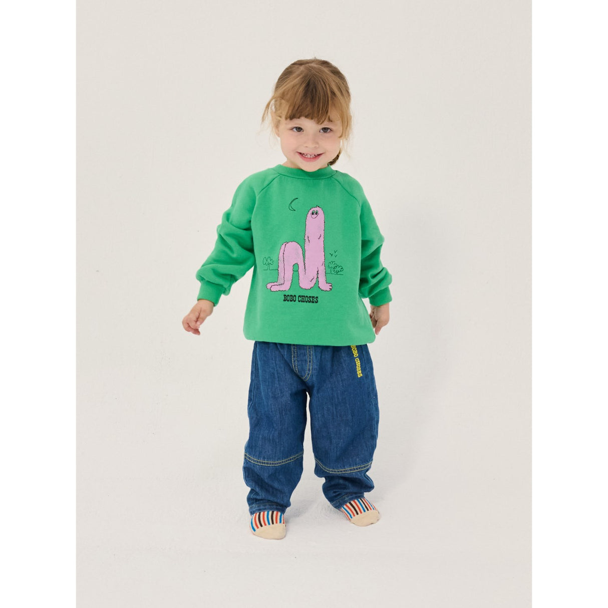 Bobo Choses Green Long Pinky Puff Collegegenser