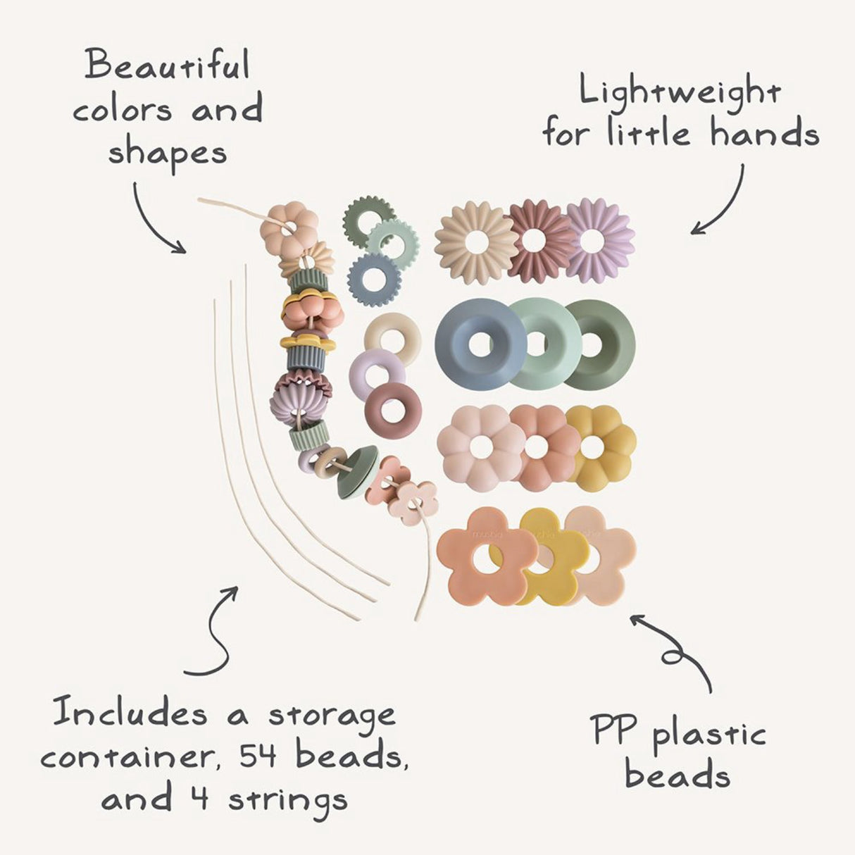 Mushie Multi Mushie Bead Lacing Leketøy Sett