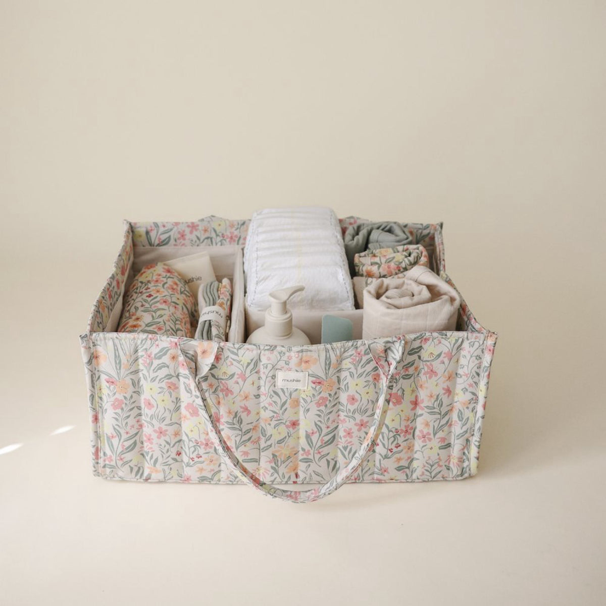 Mushie Pastel Blooms Mushie Diaper Caddy - Pastel Blooms