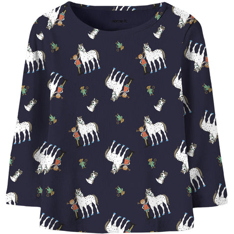 Name It Evening Blue Nmfokka Pippi Ls Slim Topp Sky
