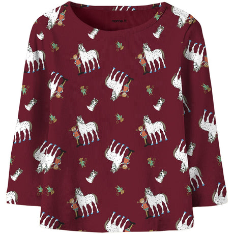 Name It Red Dahlia Nmfokka Pippi Ls Slim Topp Sky