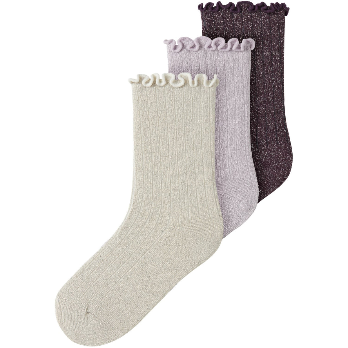 Name It Catawba Grape Lavender Fog + Birch Nmfrosie 3-Pakning Strømper