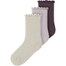 Name It Catawba Grape Lavender Fog + Birch Nmfrosie 3-Pakning Strømper