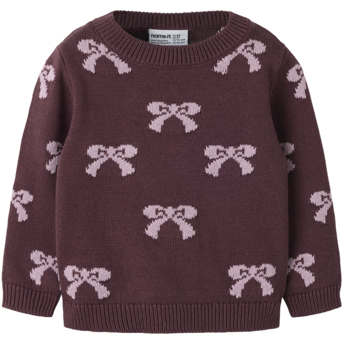 Name It Catawba Grape Mauve Shadows Bow Nmfrekka Ls Strikk