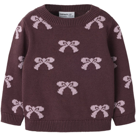 Name It Catawba Grape Mauve Shadows Bow Nmfrekka Ls Strikk