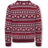 kids ONLY Cabernet Salsa/Sea Pink/Cloud Dancer Kogxmas Present Ls O-Neck Box Knt
